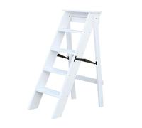 GXXINGIN Escabeau Pliable en Bois de Noyer et Blanc, 5 marches, Durable, pour Adulte, pour la Maison, la Cuisine, Le Bureau, Rangement Facile, léger, antidérapant