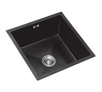 GXXINGIN Évier Simple en Acier Inoxydable Noir avec Siphon sous Le comptoir, évier intégré RV, Mini évier Simple, Petit évier carré (Couleur : Noir, Taille : 38 x 30 cm)