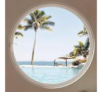 GXXINGIN Fenêtre Ronde encastrée pour abri de Jardin, hublot pivotant à 360° avec poignées, fenêtres en Verre trempé ventilées rotatives pour Salle de Bain et Cuisine, Blanc 3,55 cm/21,6 po