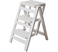 GXXINGIN Marchepied Pliable antidérapant pour la Maison, escabeau à Trois marches, Rangement Pliable, Petite échelle en Bois Mul (Blanc 42 x 56 x 66 cm)