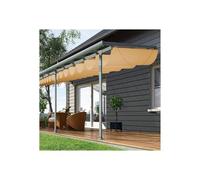 GXXINGIN Pergola rétractable en U avec auvent ondulé pour véranda 1,2 m x 5 m