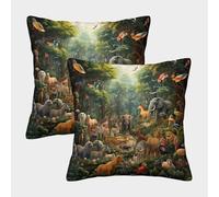 GXYUAOIEF Animaux de Jungle Housse Coussin 2 Pièces Faune Sauvage Canapé Coussin Decoration pour Coussins Canapé/Lit Tissu avec Fermeture Éclair Decoratif Doux 40x40cm