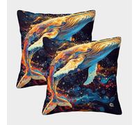 GXYUAOIEF Baleine Housse Coussin 2 Pièces Bulles Taie Oreiller Canapé Coussin Decoration Douce pour Maison Salon avec Fermeture Éclair Decoration Chambre 45x45cm