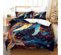 GXYUAOIEF Baleine Housse De Couette 3 Pièces 3D Bulles Literie avec 2 Taies D'oreillers Zippée pour Enfants Adolescents Double（200x200cm）