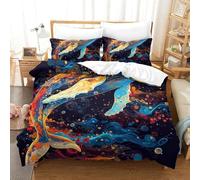 GXYUAOIEF Baleine Housse De Couette 3 Pièces 3D Bulles Lits en Microfibre Ensemble avec 2 X Taies d'oreiller Zippée pour Enfants Adolescents King（220x240cm）