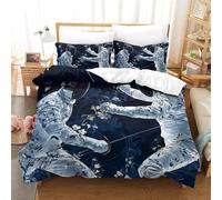 GXYUAOIEF Houssette Escrimeurs Bleu et Blanc 2 pièces Impression 3D Gros Plan Combat Ensembles de literie de qualité avec 1 taie d'oreiller Fermeture éclair Décoration de literie Simple（135x200cm）