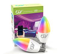 GY Ampoule Connectée E14 WiFi 6W 580LM, RGB + CCT (2700K-6500K) Dimmable, Ampoule LED Intelligente C37 Bougie Contrôlée par Smart Life, Compatible avec Alexa/Google Home, Lot de 2