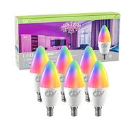 GY Ampoule Connectée E14 WiFi 6W 580LM, RGB + CCT (2700K-6500K) Dimmable, Ampoule LED Intelligente C37 Bougie Contrôlée par Smart Life, Compatible avec Alexa/Google Home, Lot de 6