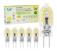 GY Ampoule G4 LED Classe C, 1W Équivalent 20W, 173LM Blanc Chaud 3000K, 12V AC/DC, Économie d'Énergie, Non-Dimmable, Sans Scintillement - Pour Meuble, Cuisine, Décoration, Lot de 6