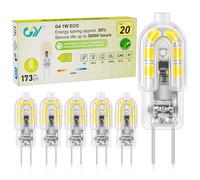 GY Ampoule G4 LED Classe C, 1W Équivalent 20W, 173LM Blanc Froid 6000K, 12V AC/DC, Économie d'Énergie, Non-Dimmable, Sans Scintillement - Pour Meuble, Cuisine, Décoration, Lot de 6