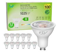 GY Ampoules GU10 LED Spot Classe B, 1025LM Blanc Chaud 2700K，6,5W Équivalent 100W GU10 36° (Faisceau Étroit), Efficacité Energétique, Non-Dimmable, Lot de 12