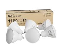 GY Ampoules LED GU10 10W(équivalent 100W) 1100LM, 4000K Blanc Neutre, 120° Larges Faisceaux, Verre Dépolie, Ampoule GU10 Led Non-Dimmable 6 Unité (Lot de 1)