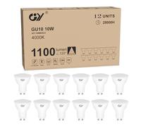 GY Ampoules LED GU10 10W(équivalent 100W) 1100LM, 4000K Blanc Neutre, 120° Larges Faisceaux, Verre Dépolie, Ampoule GU10 Led Non-Dimmable 12 Unité (Lot de 1)