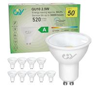 GY Ampoules LED GU10 Classe A 2.9W Equivalent 50W, 520LM 3000K Blanc Chaud, Angle de Lumière 110°, Ampoule GU10 Led Efficacité Energétique, Non-Dimmable, Lot de 10