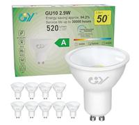 GY Ampoules LED GU10 Classe A 2.9W Equivalent 50W, 520LM 4000K Blanc Neutre, Angle de Lumière 110°, Ampoule GU10 Led Efficacité Energétique, Non-Dimmable, Lot de 10