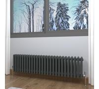 GY Bath Radiateur horizontal traditionnel à 3 colonnes 300 x 1190 mm Style moderne en fonte Anthracite