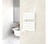 GY Bath Sèche-Serviettes Électrique avec Thermostat 616x400mm, Blanc Porte-Serviettes Électrique 300W, Seche Serviette Electrique avec Fonction Minuteur