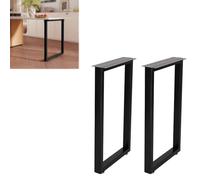 GY8PKVWKWQ Pieds de Meubles Robustes, Pieds de Banc en Fer Noir Industriel, avec Plaque de Montage et vis, for Cuisine, Salle à Manger, Bureau et établi(40x100cm)