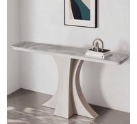 GY8PKVWKWQ Table De Canapé Console, Table De Foyer, Console en Dalle De Pierre, Assemblage Facile, Blanc, 80 Cm, 120 Cm, 100 Cm, for La Décoration Et L'organisation(White+Gray,80cm)