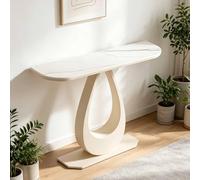 GY8PKVWKWQ Table De Canapé De Couloir Glam, Table D'appoint avec Étagères, Résistance Aux Chocs, Assemblage Facile, Faux Marbre, for Entrée, Console De Salon(Off-White,70cm)
