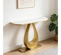 GY8PKVWKWQ Table De Canapé De Couloir Glam, Table D'appoint avec Étagères, Résistance Aux Chocs, Assemblage Facile, Faux Marbre, for Entrée, Console De Salon(Gold,120cm)
