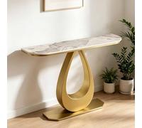 GY8PKVWKWQ Table De Canapé De Couloir Glam, Table D'appoint avec Étagères, Résistance Aux Chocs, Assemblage Facile, Faux Marbre, for Entrée, Console De Salon(White+Gold,120cm)