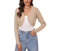 Gyabnw Boléro Cardigan à Manches Longues Gilet Femme Tricoté Ajouré Boléro Chic et Elégant au Printemps et à L'automne Veste Cardigan de Mariage Robe de Soirée