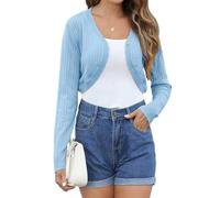 Gyabnw Boléro Cardigan à Manches Longues Gilet Femme Tricoté Ajouré Boléro Chic et Elégant au Printemps et à L'automne Veste Cardigan de Mariage Robe de Soirée