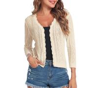 Gyabnw Boléro Femme Cardigan Court Chic et Elegant Manche 3/4 Gilet d'été Doux Veste Ouverte Mariage Robes