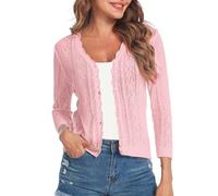Gyabnw Boléro Femme Cardigan Court Chic et Elegant Manche 3/4 Gilet d'été Doux Veste Ouverte Mariage Robes
