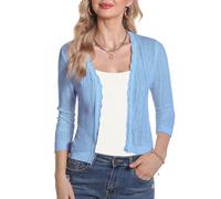 Gyabnw Boléro Femme Cardigan Court Chic et Elegant Manche 3/4 Gilet d'été Doux Veste Ouverte Mariage Robes