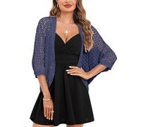 Gyabnw Boléro Femme Cardigan Court Chic et Elegant Manche 3/4 Gilet d'été Doux Veste Ouverte pour Mariage Robes Plages