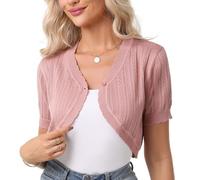 Gyabnw Boléro Femme Chic et Élégant Haut Court Manche Courte Veste Festive Femme Traditionnel Court Cardigan Top Robe Veste Gilet Cardigan pour Mariage Top et Haut de Veste Robe Tenues Femme