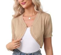 Gyabnw Boléro Femme Chic et Élégant Haut Court Manche Courte Veste Festive Femme Traditionnel Court Cardigan Top Robe Veste Gilet Cardigan pour Mariage Top et Haut de Veste Robe Tenues Femme