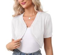 Gyabnw Boléro Femme Chic et Élégant Haut Court Manche Courte Veste Festive Femme Traditionnel Court Cardigan Top Robe Veste Gilet Cardigan pour Mariage Top et Haut de Veste Robe Tenues Femme