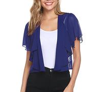 Gyabnw Boléro Gilet Femme Mousseline de Soie Côtelée à Agrafe Cardigan Soirée Mariage Elegant