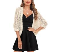Gyabnw Boléro Gilet Femme Tricot Côtelée à Agrafe Cardigan Soirée Mariage Elegant