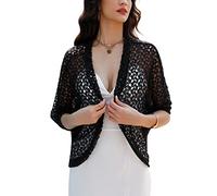 Gyabnw Femme Tricot Gilet Court Veste Chic Elégante Cardigan Manches 3/4 Courte pour Robe T Shirt