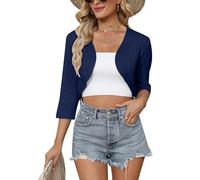 Gyabnw Gilet Boléro Femme Haut Court Chic Élégant Veste Traditionnelle pour Mariage Soirée Robe de Cérémonie Cardigan Léger Manches Trois Quarts
