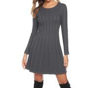 Gyabnw Robe Pull Femme Automne Chic Tricotée Robe Pull Col Rond Casual Manches Longues Mini Robe Pull Élégante pour Fête Cocktail Loisirs