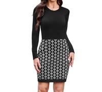 Gyabnw Robe Pull Femme Automne Hiver Col Rond Slim Tricot Manche Longue Élégante Casual Bureau Fête,Noir, Taille L EU