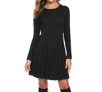 Gyabnw Robe Pull Femme Hiver Casual Tricotée Robe Pull Élégante Col Rond Robe A Ligne Manches Longues Mini Robe Pull pour Détente Soirée Cocktail