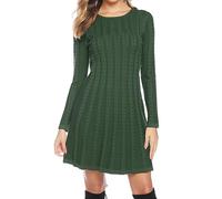 Gyabnw Robe Pull Femme Hiver Casual Tricotée Robe Pull Élégante Col Rond Robe A Ligne Manches Longues Mini Robe Pull pour Détente Soirée Cocktail