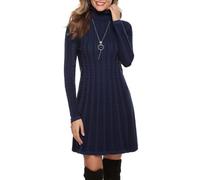 Gyabnw Robe Pull Femme Hiver Chic et Elegant Robe en Laine Manche Longue Robe à col Roulé Cocktail Soiree
