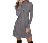 Gyabnw Robe Pull Femme Hiver Chic et Elegant Robe en Laine Manche Longue Robe à col Roulé Cocktail Soiree