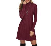 Gyabnw Robe Pull Femme Hiver Chic et Elegant Robe en Laine Manche Longue Robe à col Roulé Cocktail Soiree