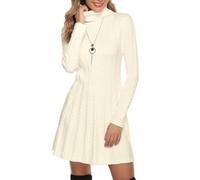 Gyabnw Robe Pull Femme Hiver Chic et Elegant Robe en Laine Manche Longue Robe à col Roulé Cocktail Soiree