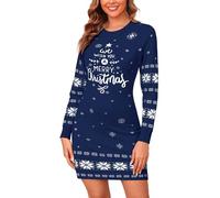 Gyabnw Robe Tricotée pour Noël Robe Pull de Noël d'hiver à Manches Longues pour Femme pour la fête