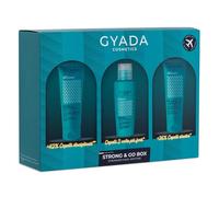 GYADA COSMETICS, STRONG & GO BOX,Shampoing, Après-Shampoing et Gel Fortifiant, Démêlant et Polissant à la Spiruline et aux Protéines Végétales Hydrolysées, 100 ml + 75 ml + 75 ml