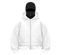 Gyaimxfu Balaclava - Sweat à capuche zippé pour homme et femme - Couleur unie - Chaud - Avec cagoule - Sweat à capuche décontracté avec fermeture éclair et poche - Veste de survêtement ample Y2K Tops
